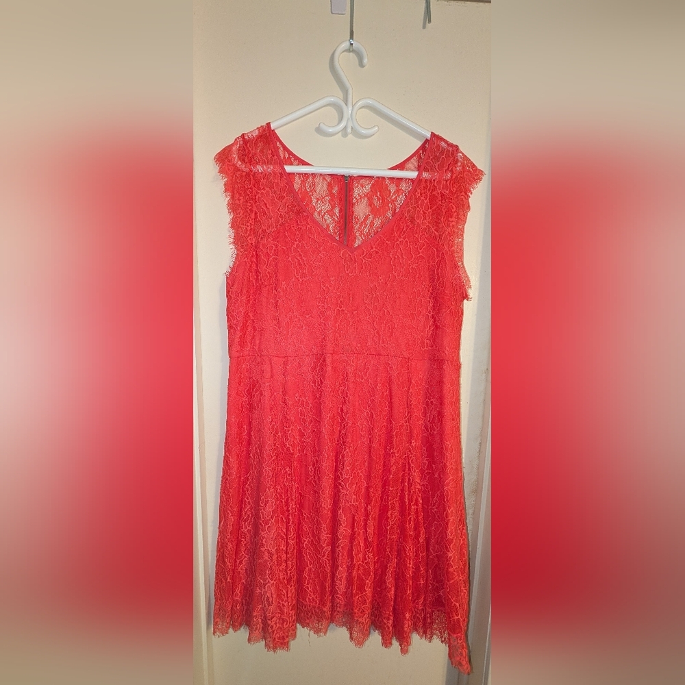 Torrid Cap Sleeve Coral Lace Dress, Size 2